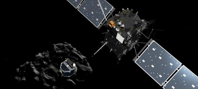 ESA发布菲兰脱离罗塞塔号的模拟图。