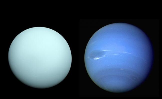 NASA派出探测器进入天王星（左）或海王星（右）的轨道，作长时间的观测。