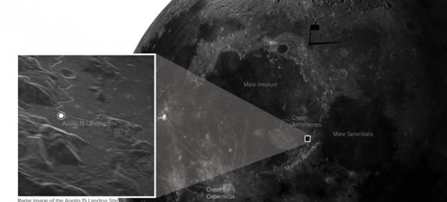 天文学家利用安装在地面望远镜上的实验仪器拍摄到月球高分辨率雷达图像